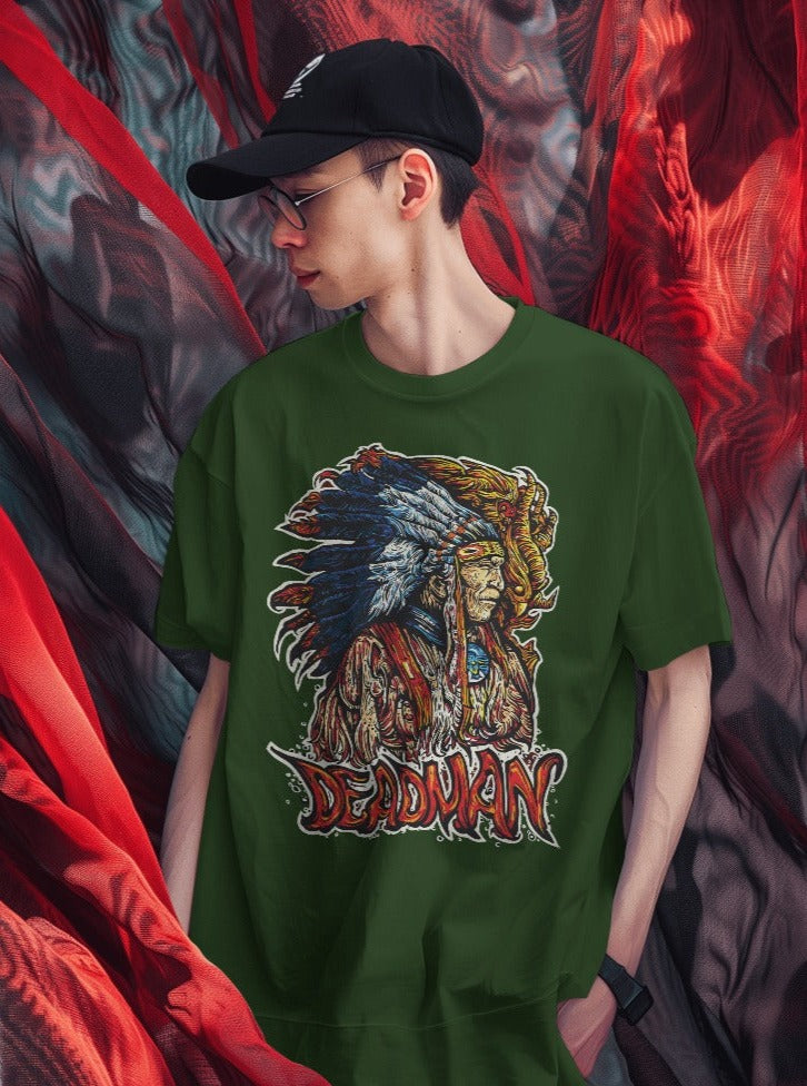 Wise Tribal Shaman Turquoise Vintage Design Oversized Drop Shoulder T-shirt