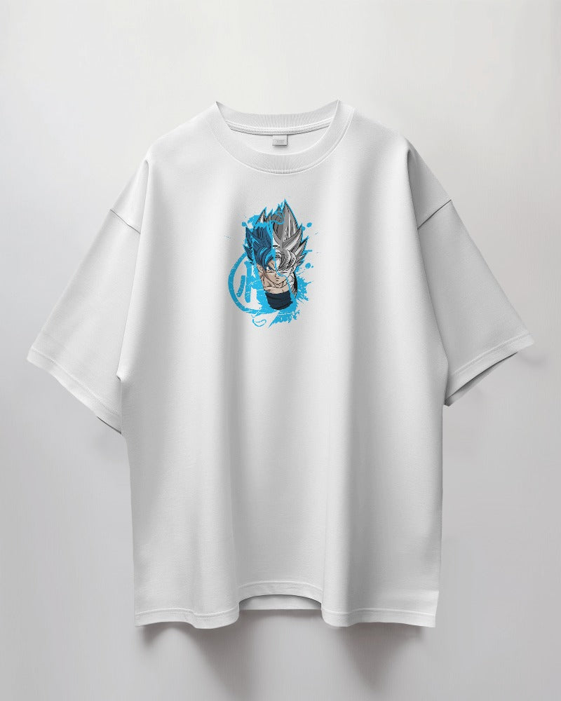 Ice Blue Super Saiyan Swag" Drop Shoulder T-Shirt