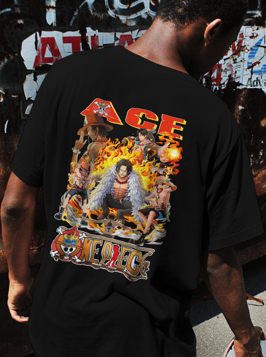 Flames of Justice: Portgas D. Ace One Piece Drop shoulder Unisex T-shirt